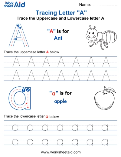 Letter A Tracing Worksheets