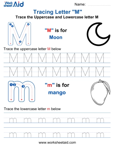Letter M Tracing Worksheets