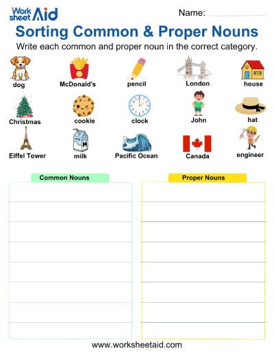 Sort Proper and Common Nouns