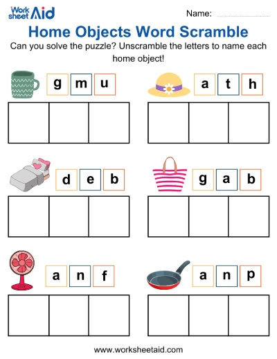 Home Objects Word Scramble