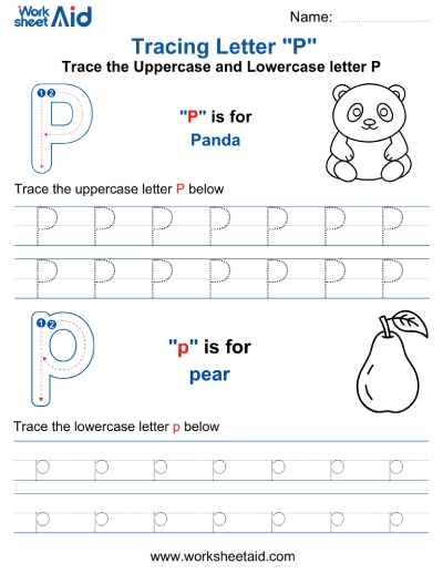 Letter P Tracing Worksheets