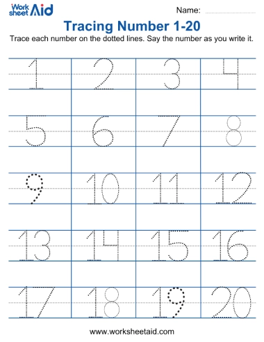 Number Tracing 1-20
