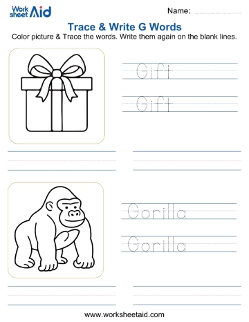 Alphabet G Words