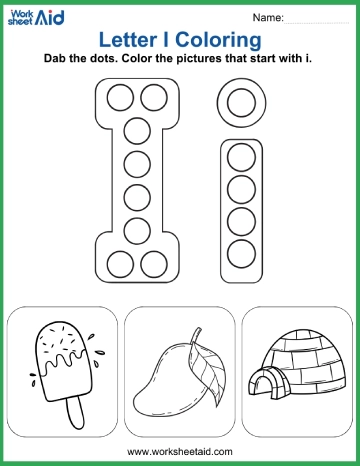 Letter I Coloring Page